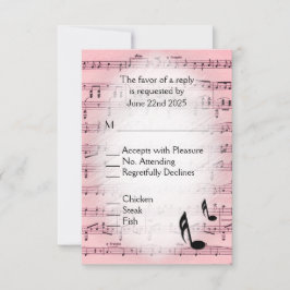 Blad Muziek Roze menu RSVP Keuze
