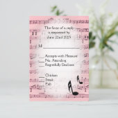 Blad Muziek Roze menu RSVP Keuze (Staand voorkant)
