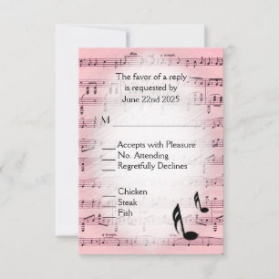 Blad Muziek Roze menu RSVP Keuze