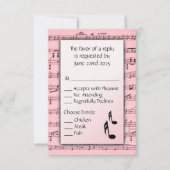 Blad Muziek Roze menu RSVP Keuze (Voorkant)
