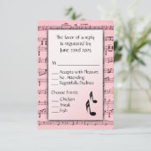 Blad Muziek Roze menu RSVP Keuze (Staand voorkant)