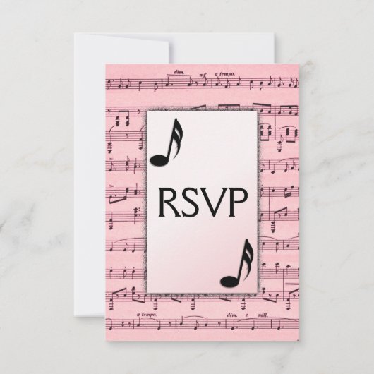 Blad Muziek Roze menu RSVP Keuze (Achterkant)