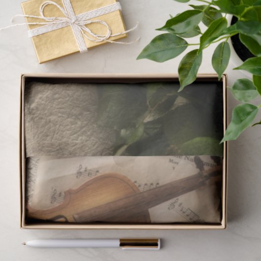 Blad Muziek Violin Flowers Romantic Decoupage Tissuepapier (Geschenk)