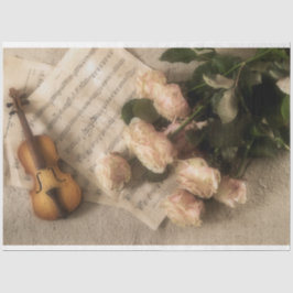 Blad Muziek Violin Flowers Romantic Decoupage Tissuepapier