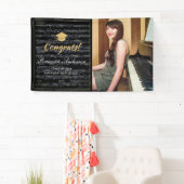 Blad Muziek zwart & gouden foto-Afstuderen Spandoek (Insitu)