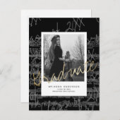 Blad Muziek Zwarte Foto Afstuderen Aankondiging (Voorkant / Achterkant)