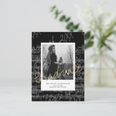 Blad Muziek Zwarte Foto Afstuderen Aankondiging (Staand voorkant)