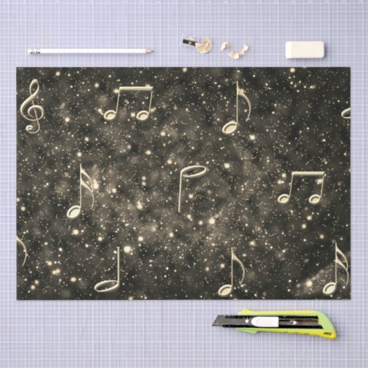 Blad Muzieknoten Gold Black-ontkoppeling Tissuepapier (Craft)