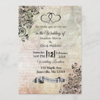 Blad Muzieknoten Harten Bruiloft Uitnodigingen