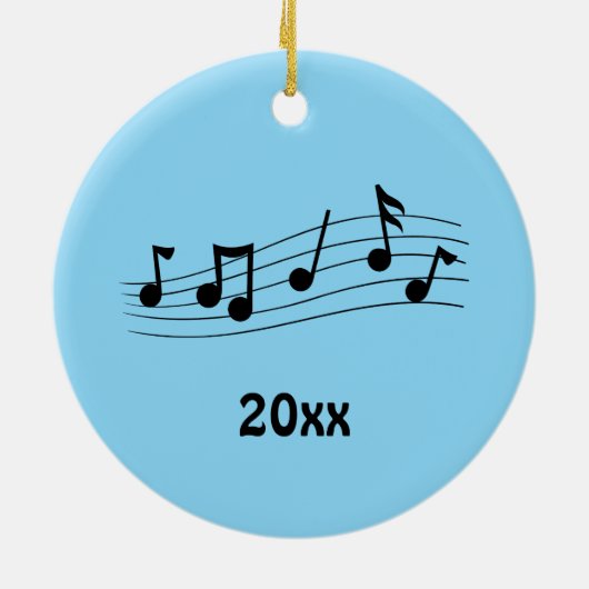 Blad Muzieknoten Periwinkle Gepersonaliseerde datu Keramisch Ornament (Achterkant)