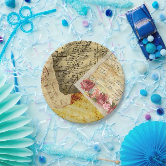  blad Muzieknotities Piano Roos Cake Papieren Bordje (Feest)