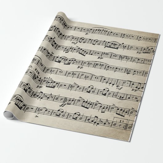 Blad muziekontwerp cadeaupapier (Uitgerold)