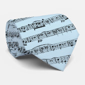 Blad muziekontwerp op blauw stropdas (Opgerold)