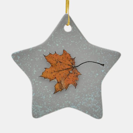 Blad op sneeuw keramisch ornament (Achterkant)