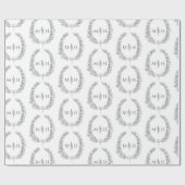 Blad ovaal monogram tekening donkergrijs op wit cadeaupapier (Vlak)