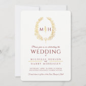 Blad ovale lijn art bruiloft bordeaux rood goud kaart (Voorkant)