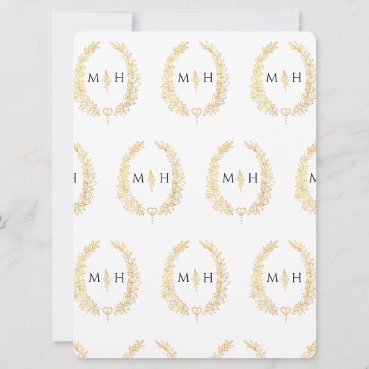 Blad ovale lijn art bruiloft goud zwart en wit kaart (Achterkant)