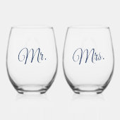 Blad ovale lijn art bruiloft marineblauw Drinkware Wijnglas Zonder Voet (Achterkant)