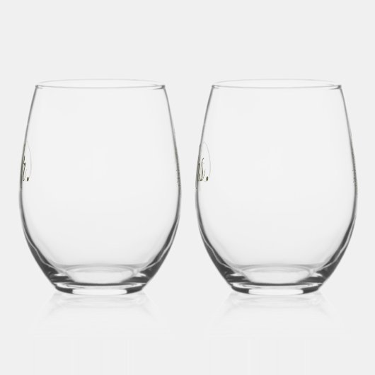 Blad ovale lijn art bruiloft Olijfgroen Wijnglas Zonder Voet (Rechts)