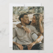 Blad ovale lijn art bruiloft olijfgroen wit foto kaart (Achterkant)