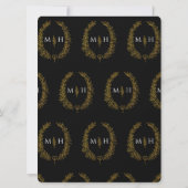 Blad ovale lijn art bruiloft zwart en goud op wit kaart (Achterkant)