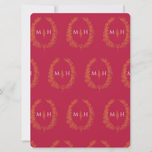 Blad ovale lijn art bruiloft zwart rood goud op wi kaart (Achterkant)