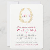 Blad ovale lijn art bruiloft zwart rood goud op wi kaart (Voorkant)