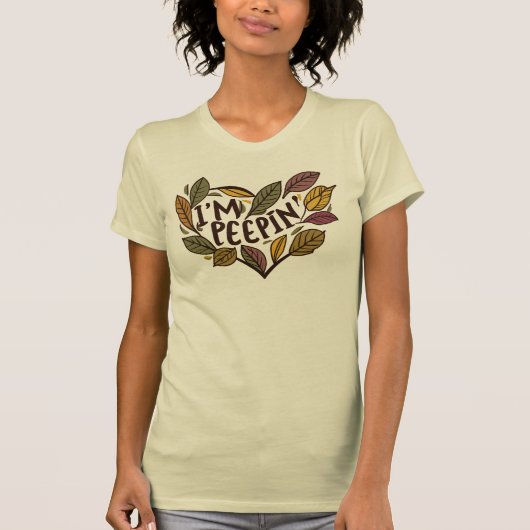 Blad Peeping Herfst bladeren Funny Leaf Peeper T-shirt (Voorkant)
