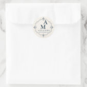 Blad:Persoonlijk Stof Blauw Monogram Trouw Ronde Sticker (Tas)