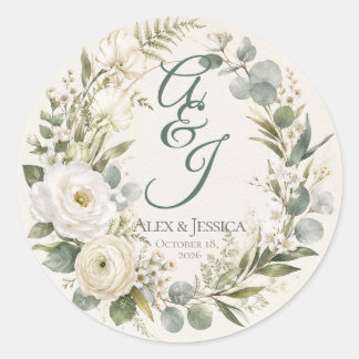 Blad:Persoonlijke Botanische Aquarel Envelop Ronde Sticker