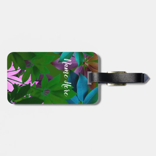 Blad, Roze, Groene bladeren Custom Bagage Labels (Achterkant horizontaal)