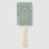 Blad Sage Groen Elegant Monogram Trouwprogramma Handwaaier (Voorkant)