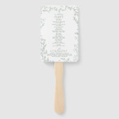 Blad Sage Groen Elegant Monogram Trouwprogramma Handwaaier (Achterkant)