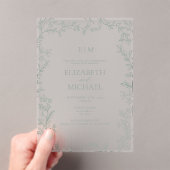 Blad Sage Groen Monogram Post Bruiloft Brunch Acryl Uitnodigingen (Insitu (Draagbaar))