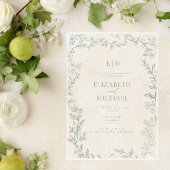 Blad Sage Groen Monogram Post Bruiloft Brunch Acryl Uitnodigingen