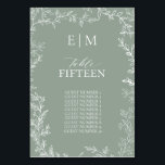 Blad Salie Groen Elegant Monogram Kaart<br><div class="desc">We houden van deze trendy, Leaf Sage Green Elegant Monogram tafelnummers! Eenvoudig, elegant en oh-zo-, het heeft een hand getekend blad lijst. Het is gepersonaliseerd in elegante typografie, en geaccentueerd met handgeschreven kalligrafie, een online exclusive en een van onze meest gewaardeerde design. Deze moderne kijk op klassieke elegantie is zeker...</div>