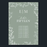 Blad Salie Groen Elegant Monogram Kaart<br><div class="desc">We houden van deze trendy, Leaf Sage Green Elegant Monogram tafelnummers! Eenvoudig, elegant en oh-zo-, het heeft een hand getekend blad lijst. Het is gepersonaliseerd in elegante typografie, en geaccentueerd met handgeschreven kalligrafie, een online exclusive en een van onze meest gewaardeerde design. Deze moderne kijk op klassieke elegantie is zeker...</div>