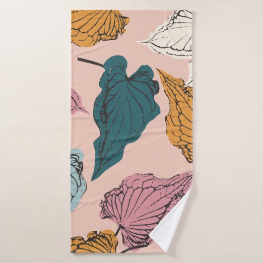 Blad-skelet naadloos patroon, achtergrond met bel badhanddoek (Badhanddoek)