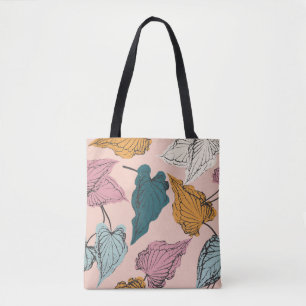 Blad-skelet naadloos patroon, achtergrond met bel tote bag