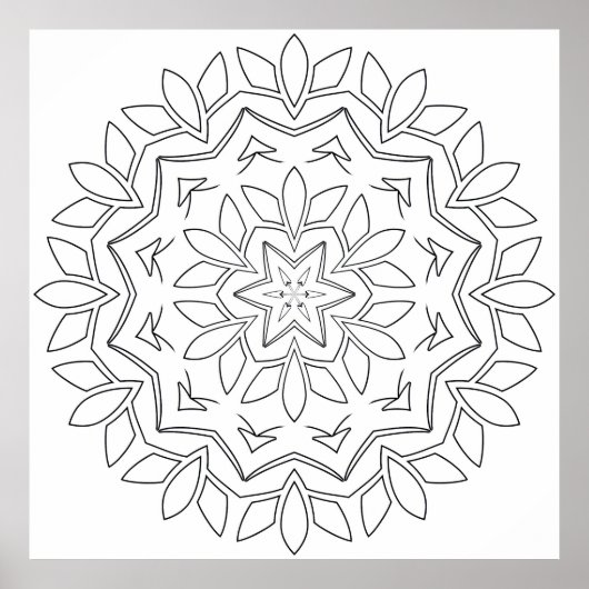 Blad Ster Mandala Kleurplaat Natuur Ontwerp Poster (Voorkant)