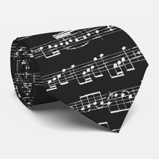 Blad Stropdas muziek in zwart (Opgerold)