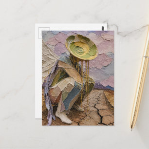 Blad UFO Komt Voor Haar Mixed Media AI Verbeterd Briefkaart
