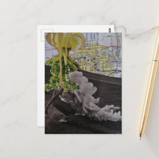 Blad UFO Komt Voor Haar Mixed Media Collage Briefkaart