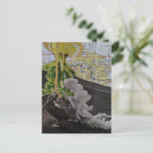 Blad UFO Komt Voor Haar Mixed Media Collage Briefkaart (Staand voorkant)