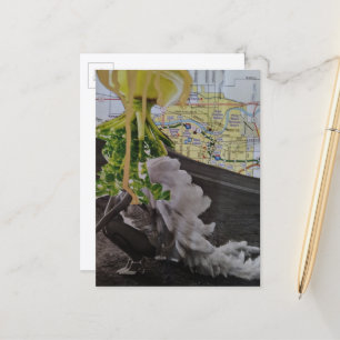 Blad UFO Komt Voor Haar Mode Collage Briefkaart