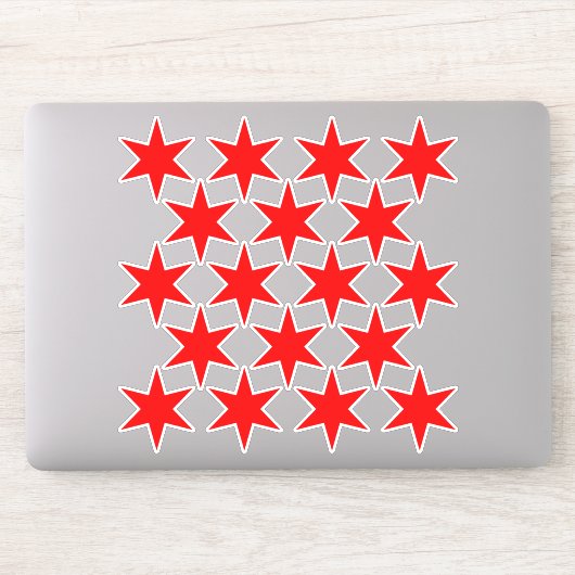 Blad van 18 Red Chicago Flag Stars Vinyl Stickers (Computer)