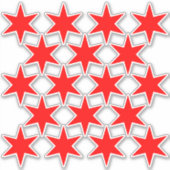 Blad van 18 Red Chicago Flag Stars Vinyl Stickers (Voorkant)