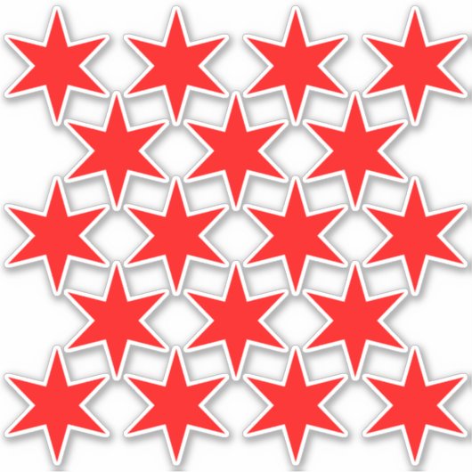 Blad van 18 Red Chicago Flag Stars Vinyl Stickers (Voorkant)
