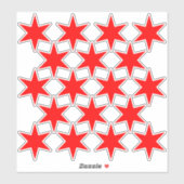 Blad van 18 Red Chicago Flag Stars Vinyl Stickers (Vel)