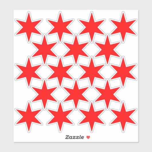 Blad van 18 Red Chicago Flag Stars Vinyl Stickers (Vel)